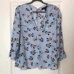 Light blue tie back blouse size XL